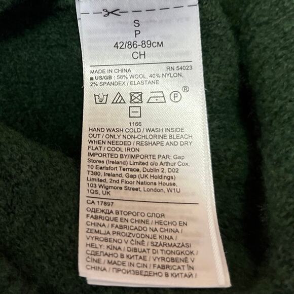 Banana Republic Green Wool Knit Long Sleeve Faux Wrap V-Neck Sweater Top Size S - Picture 4 of 4